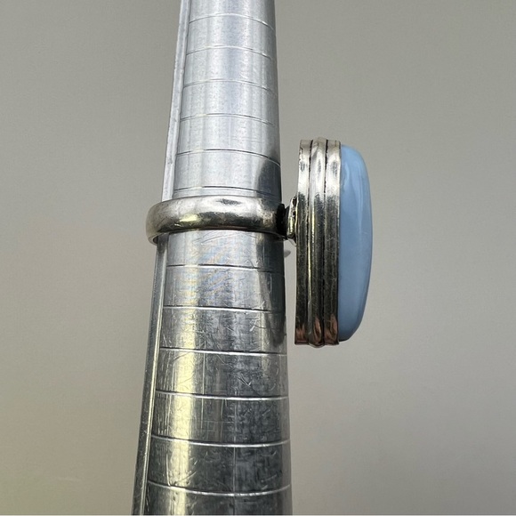 New Blue Owyhee Opal Stone Sterling Silver Overlay Ring Size 6 - Picture 2 of 6